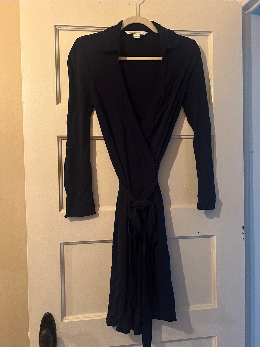 Diane Von Furstenberg Midnight Navy Wrap Dress with Tie
